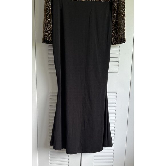 Shein Curve Women's Black & Metallic Gold Long Dress Size 0XL Party Formal - Picture 3 of 7
